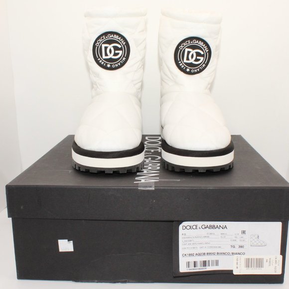 Dolce Gabbana White/Black Women's Logo Padded Boots EU 39 / US 8 - Picture 7 of 9